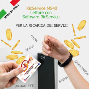 RicService MS40 consente l’abilitazione, la ricarica e la programmazione dei servizi associati alle centraline e alle docce MS41...49